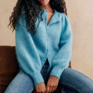 Sezane Solena Cardigan in Blue Lagoon Size M